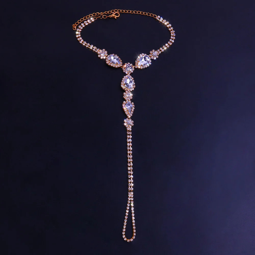 Huitan Hot Trend Rhinestone Toe Loop Anklet for Women Silver Color/Gold Color 1