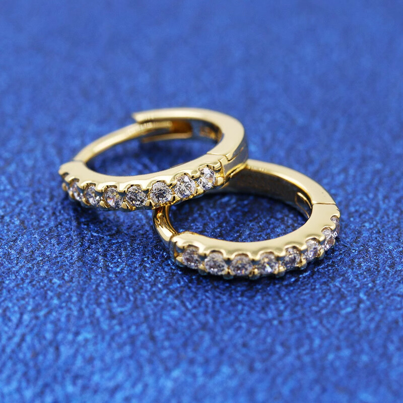 925 Sterling Silver Sparkling Huggie Hoop Earrings Clear CZ Gold/Silver Color