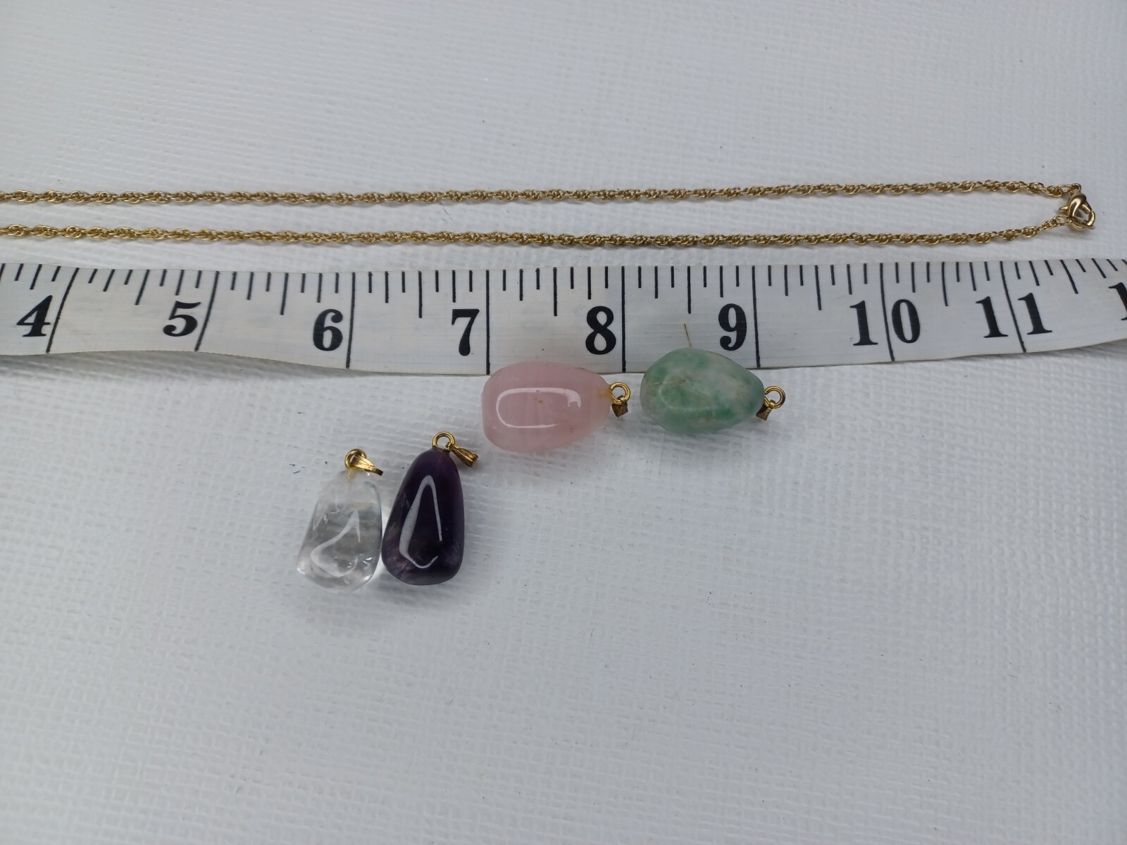 Gemstone Gold Tone Pendant Necklace 4 Interchangeable Gemstones