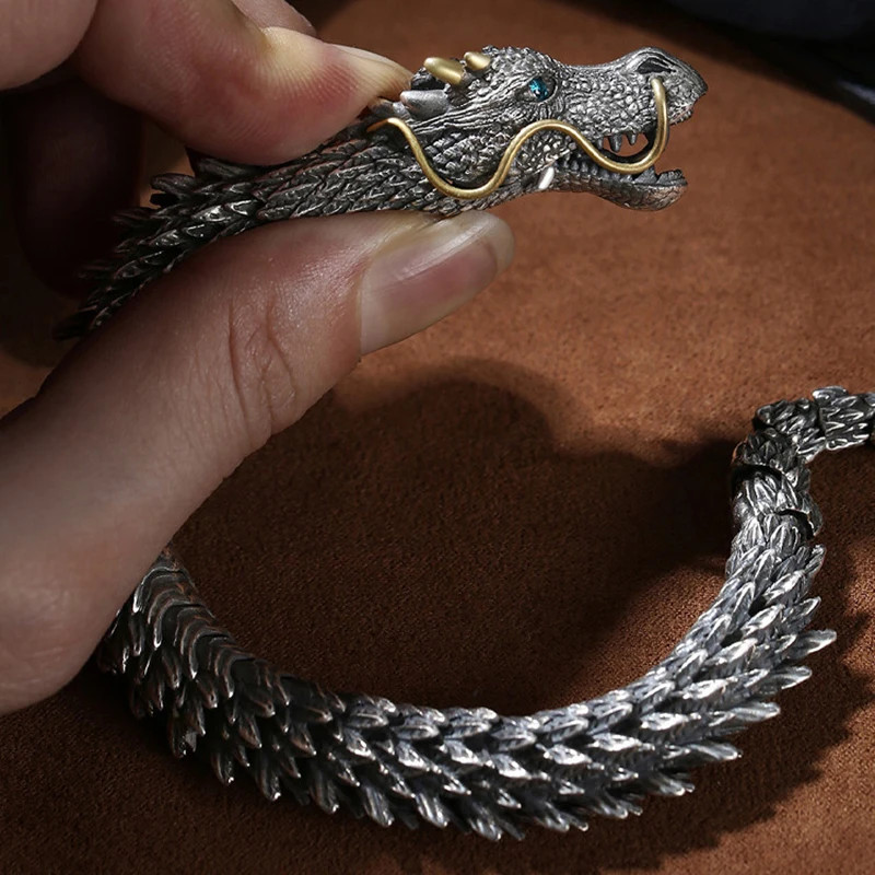 Tibetan Dragon Scale Bracelet Lucky Amulet Bangle Unisex Jewelry
