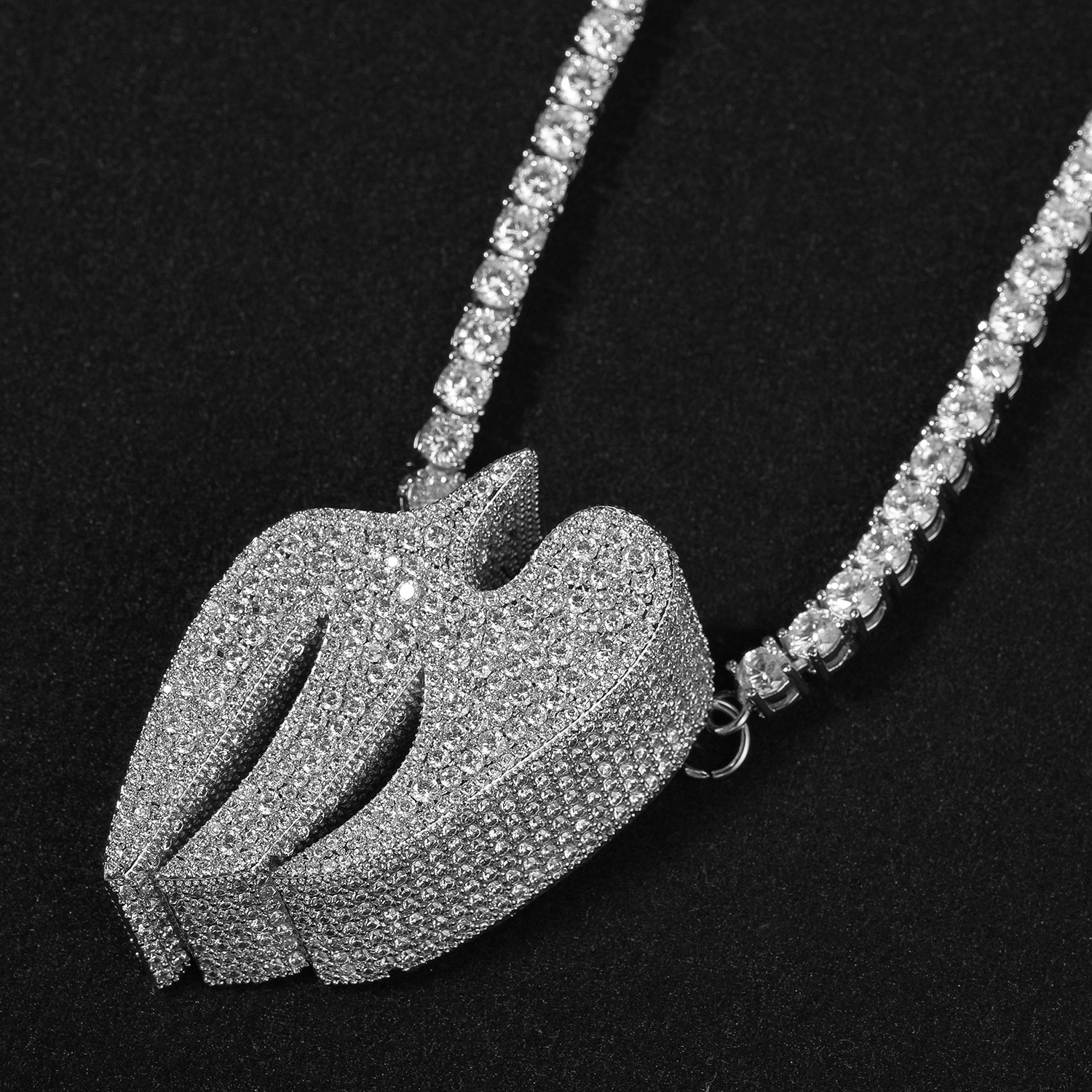 Hip Hop Jewelry Swallow Pendant Tennis Chain Necklace Gold Filled Cz Accessories