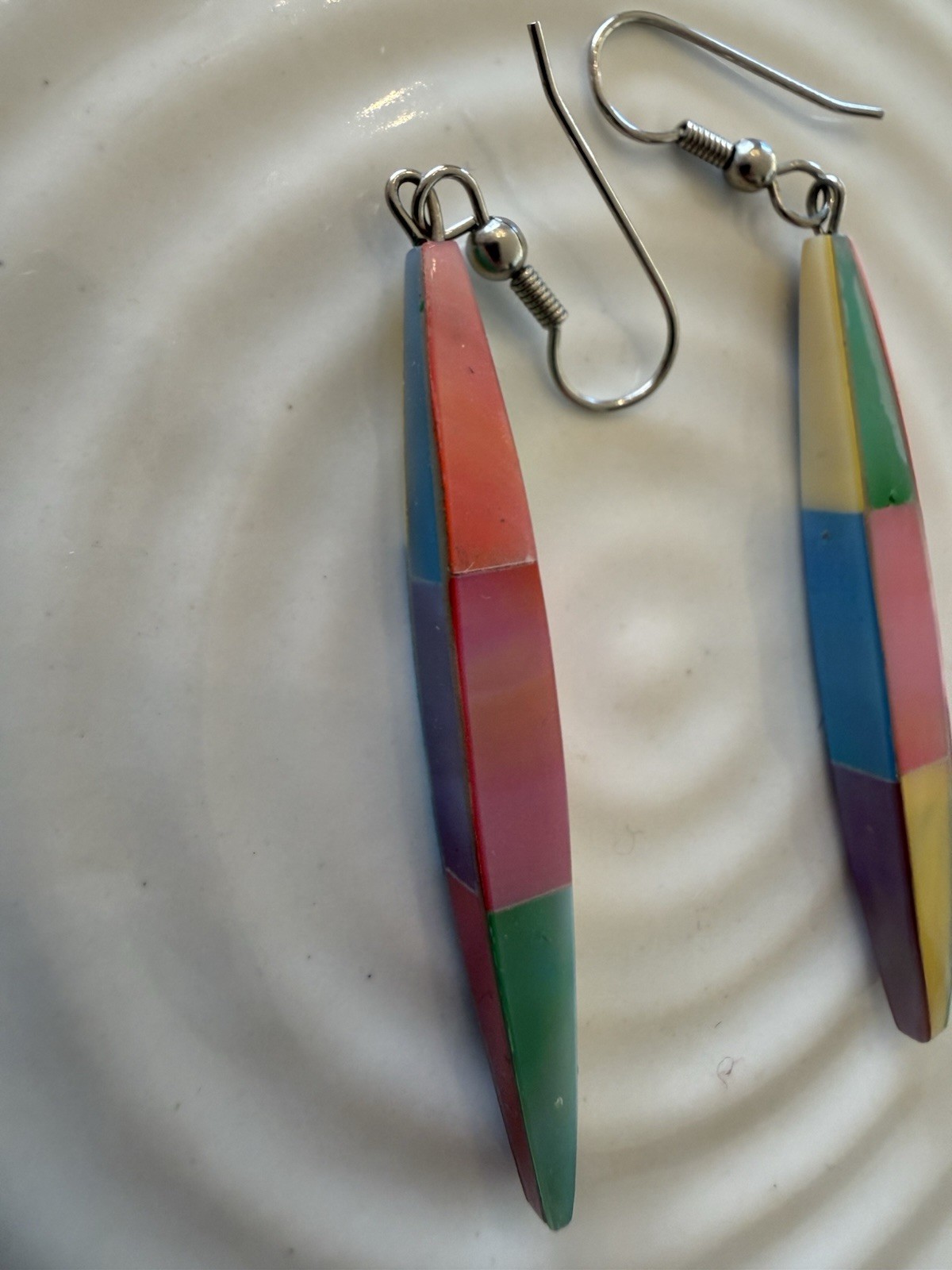 Multi-color Pastel Rainbow Iridescent Dangle Drop Earrings