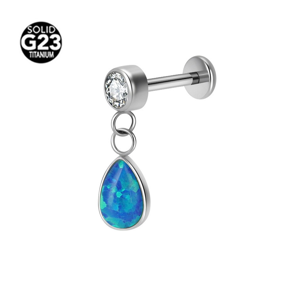G23 Titanium Internally Threaded Opal Ear Stud Cartilage Helix Tragus Piercing