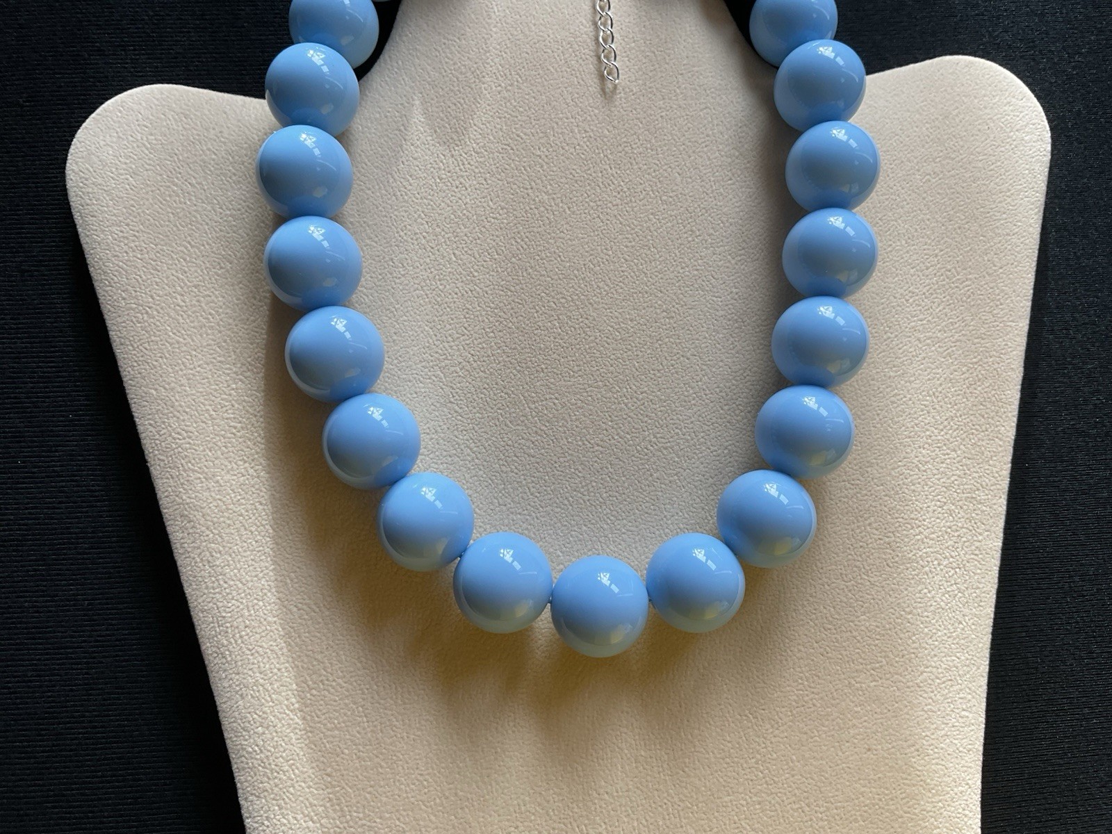 Chunky Sky Blue Beads Adjustable Choker Necklace