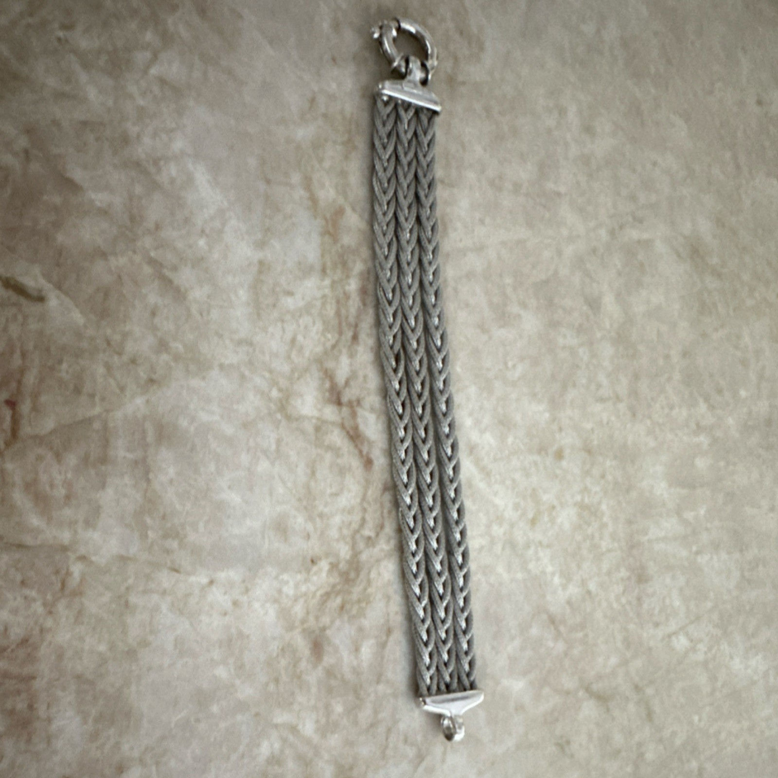 Silver Spiga/Wheat Chain Bracelet, Spring Ring Clasp, No Stone