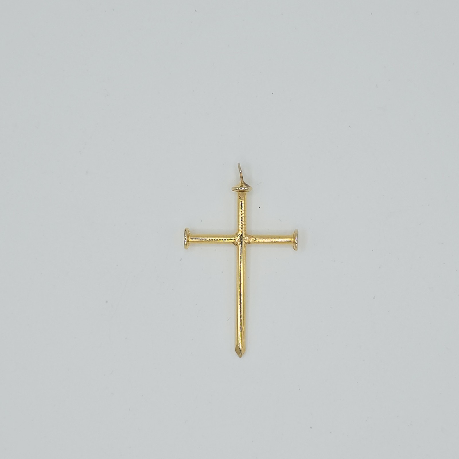 Three Nail Cross Gold Tone Pendant Christian Religious Jewelry 2.25″