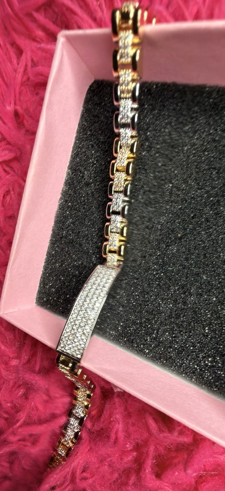 18K Brazilian Gold Filled CZ Bracelet & Hoop Earring Set | 7.5”
