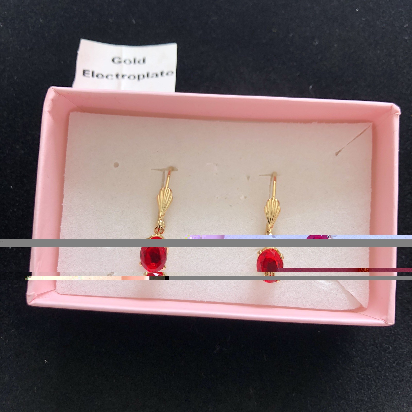Gold Electroplated Red Earrings Ladies Smart Casual Everyday Gift Occasion
