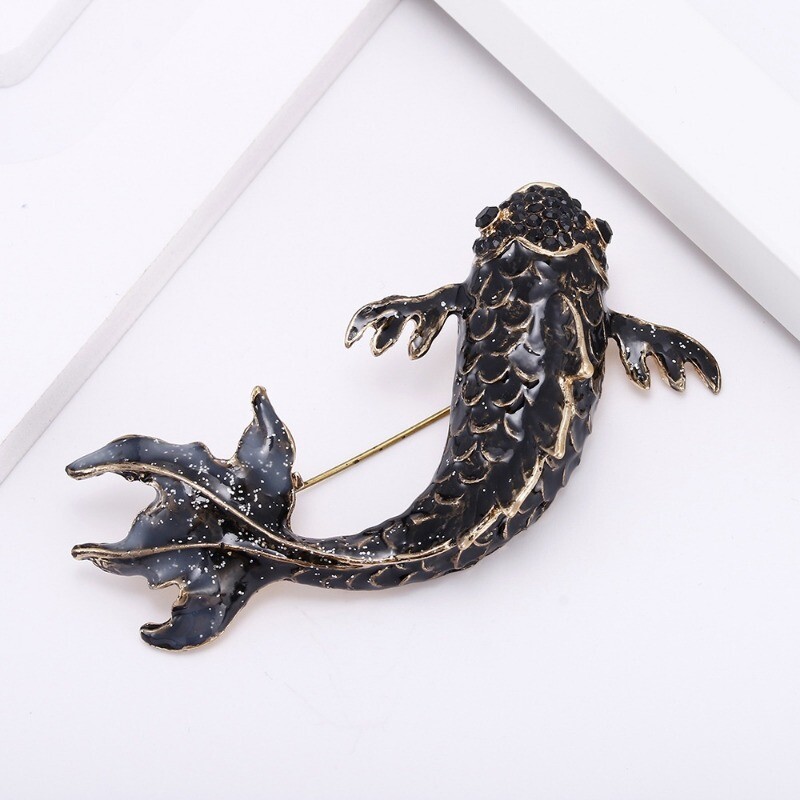 1PCS Fish Rhinestone Brooch Pin Jewelry Vintage Banquet Big Brooches for Women