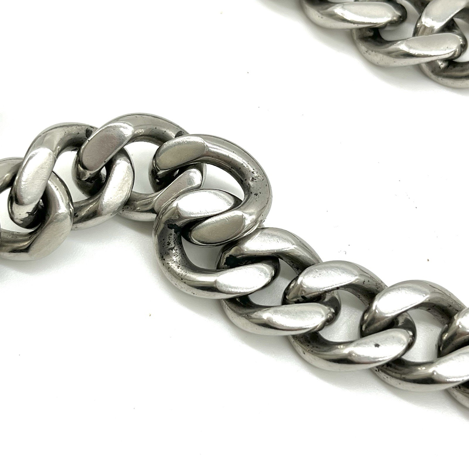 Auth Fendi FF Logo Curb Chain Necklace Men’s 50cm – Palladium Plated 2Y3097
