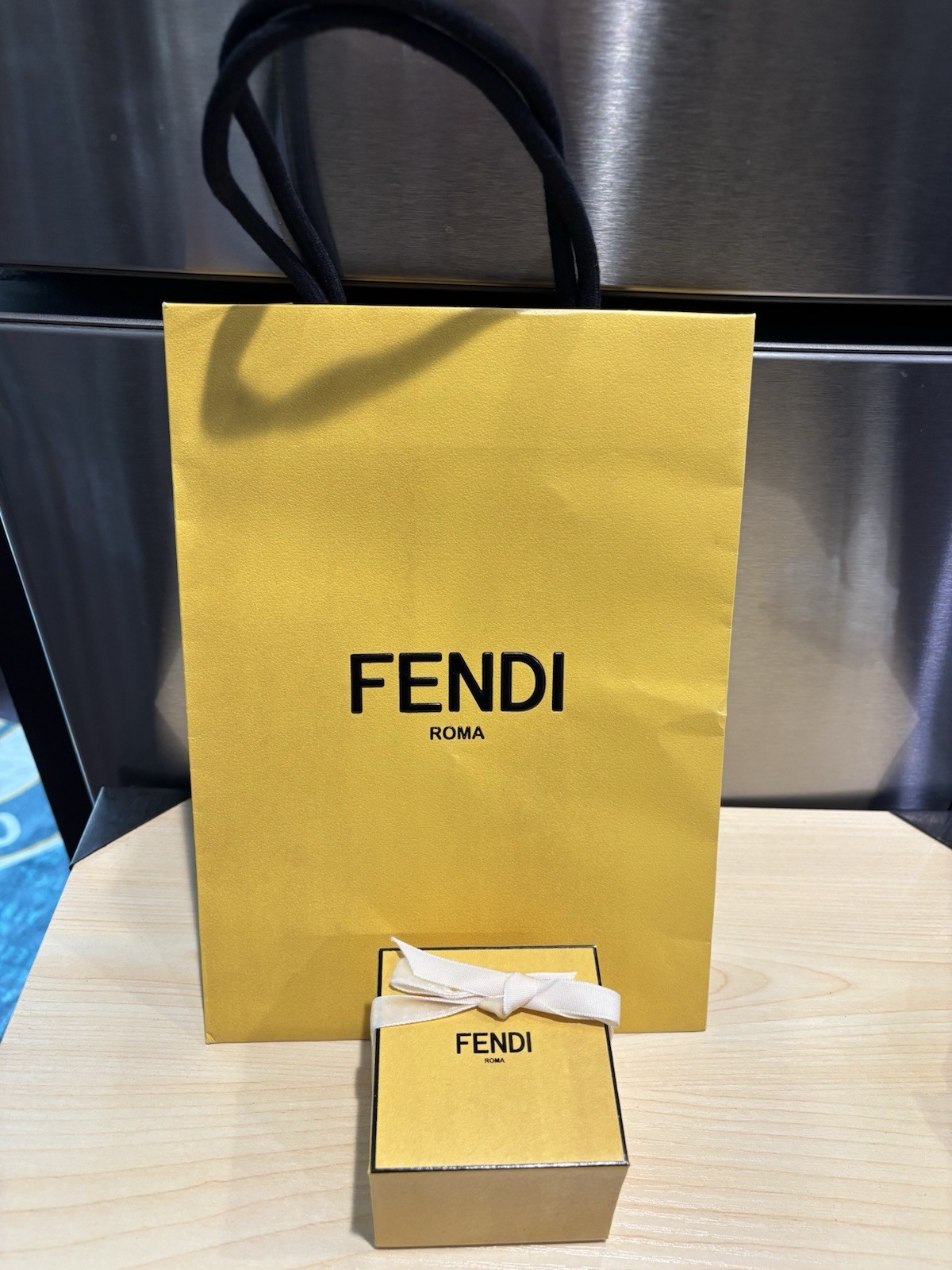 AUTHENTIC Fendi Size 7 Graphic Logo Crystal Ring W/ COA Box & Bag Beautiful!