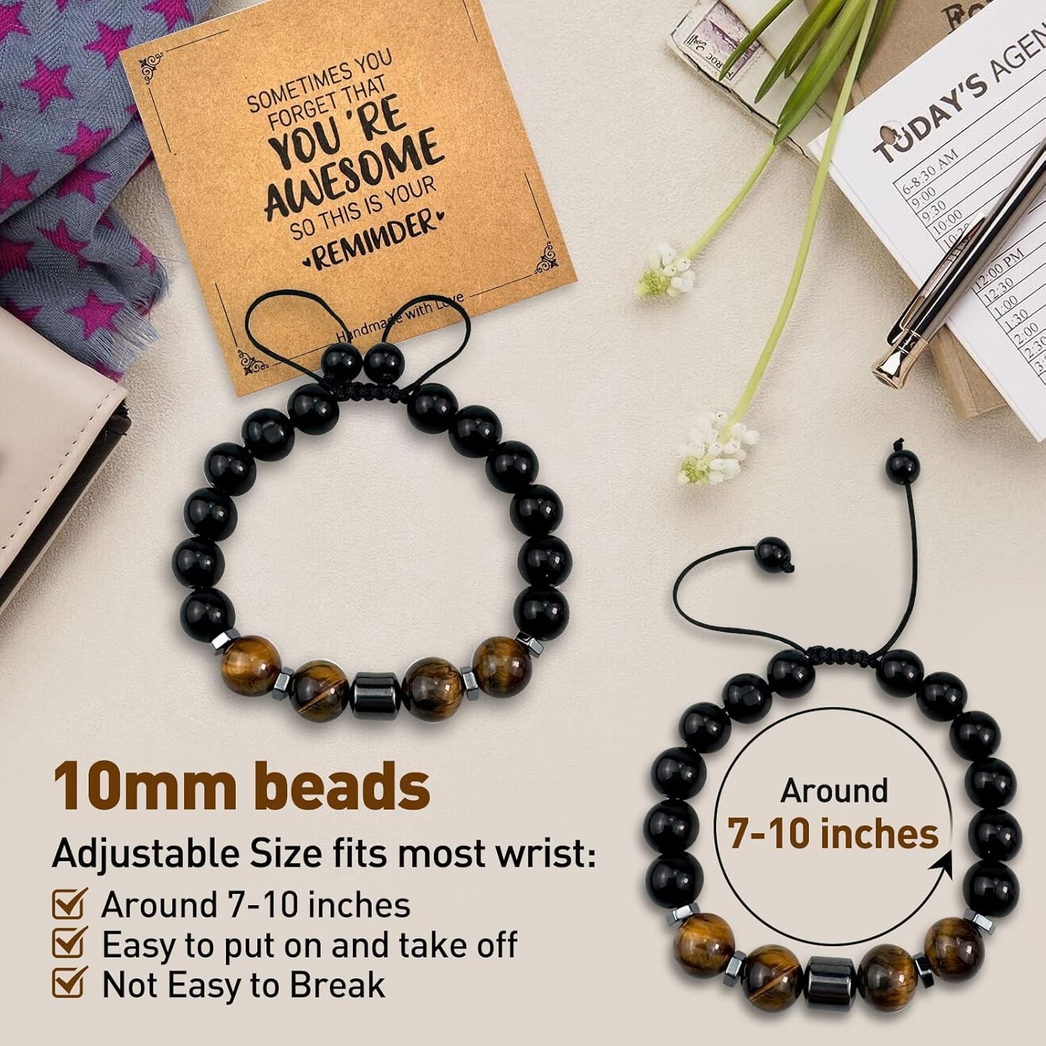 Elegant 10MM Triple Protection Men’s Bracelet – Perfect Gift for Any Occasion