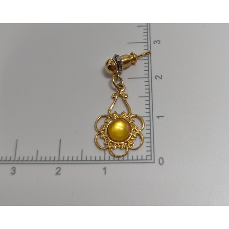 Vintage 14K Gold Plated Mother of Pearl Drop Earrings Floral Filigree USA Made