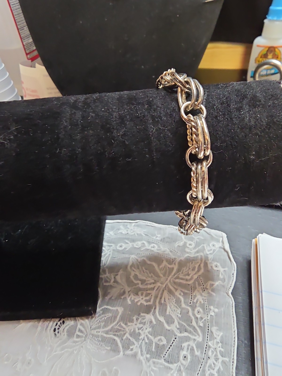 Silver Tone Bracelet Whit Rings