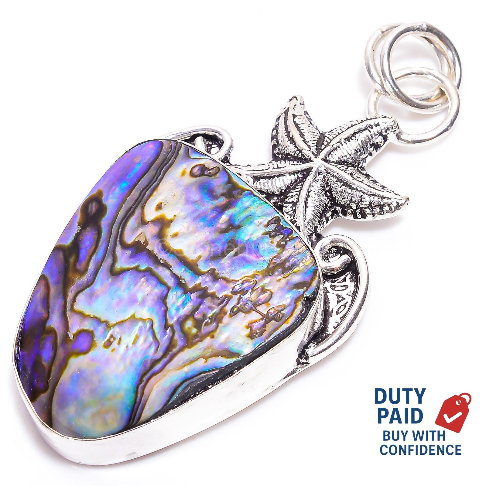 Abalone Shell Sterling Silver Wife Handmade Channel Set Birthday Pendant Jewelry