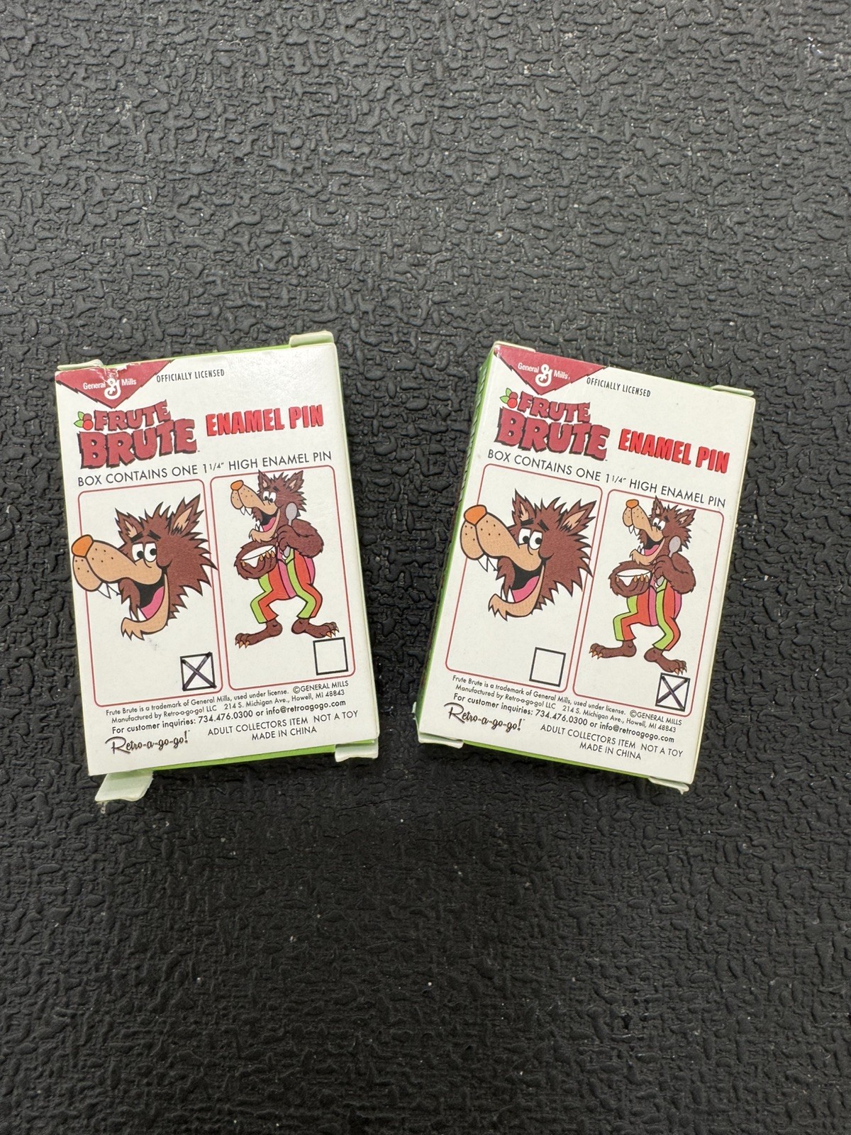 General Mills Enamel Lapel Pins Cereal Monster Retro Frute Brute