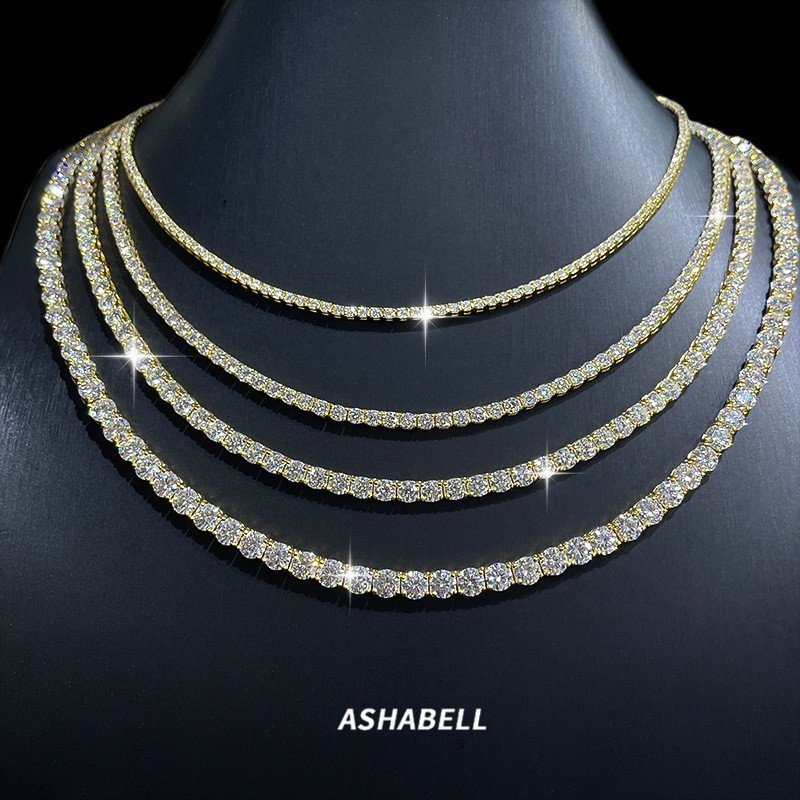 2-6.5mm D VVS1 MOISSANITE Tennis Chain Bracelet 925 Sterling Silver – Men Women