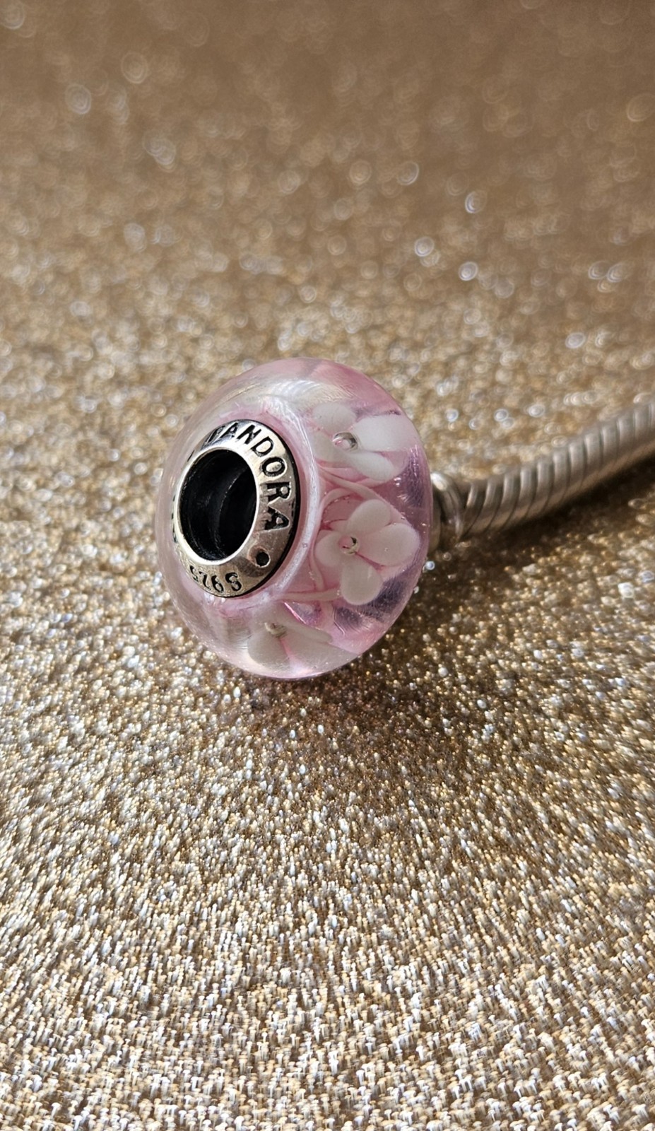 Authentic Pandora Pink Field Of Flowers Murano Charm