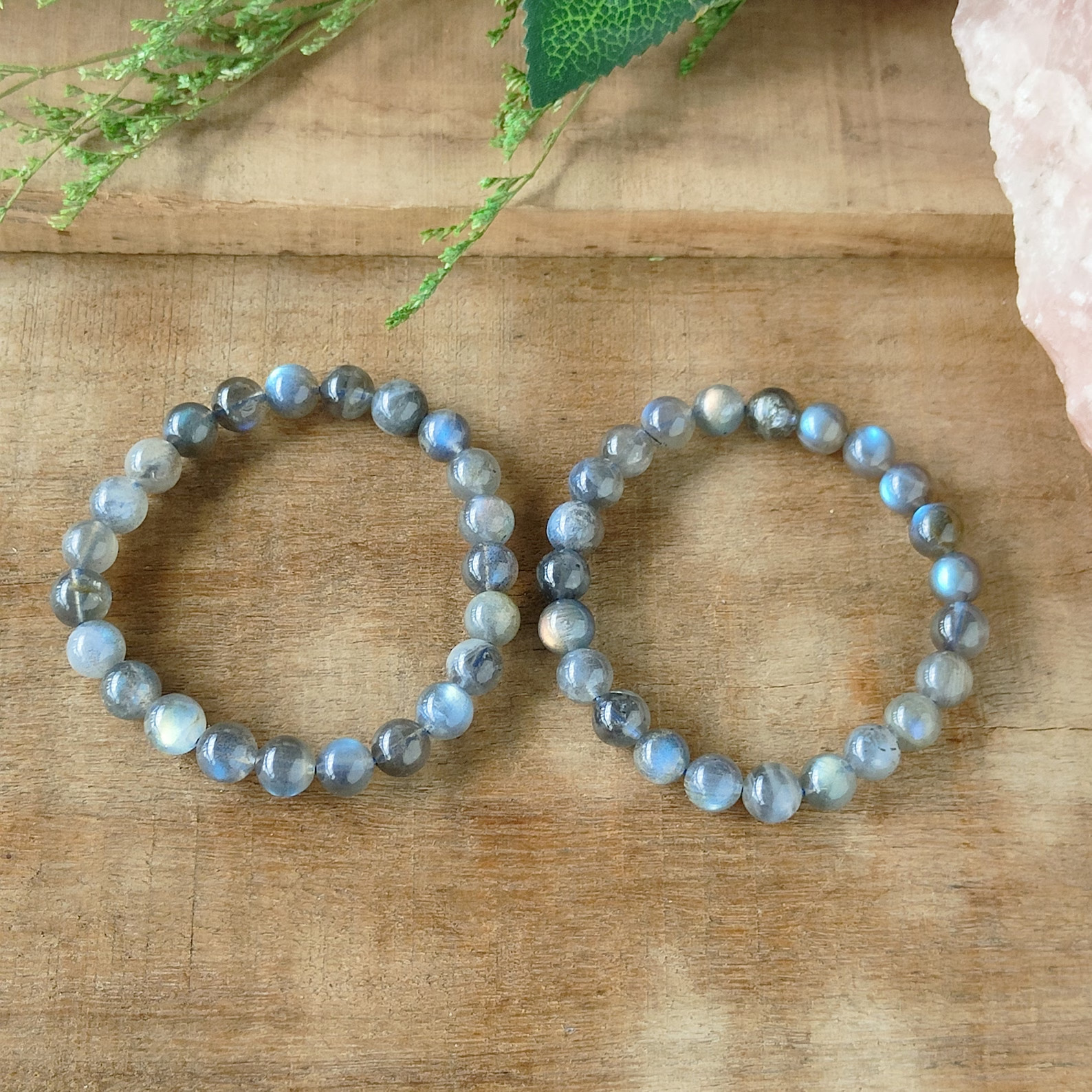 8mm Labradorite Stretch Bracelet Healing Energy Grounding Men Women Crystal Gift