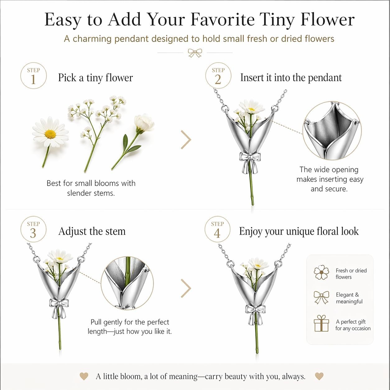 Flower Holder Necklace for Women DIY Flower Bouquet Necklace Mini Vase Pendan…