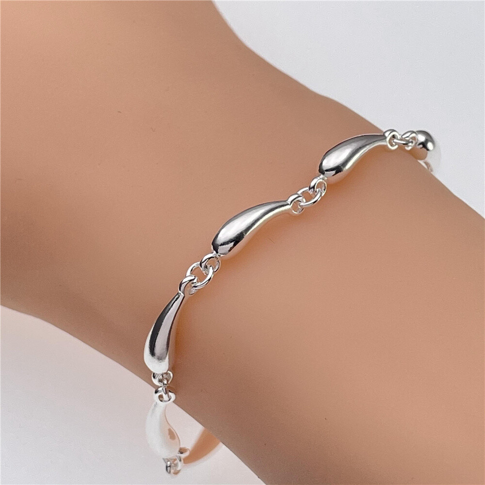 925 Sterling Silver Temperament Fashion Charm Jewelry Water Drop Bracelet Chain
