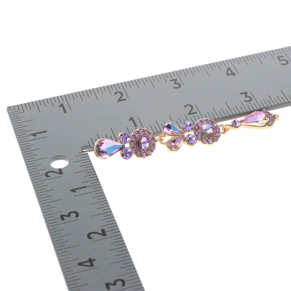 Gold Tone Alloy Metal Crystal Rhinestone Drop Post Earrings ER2633-VL