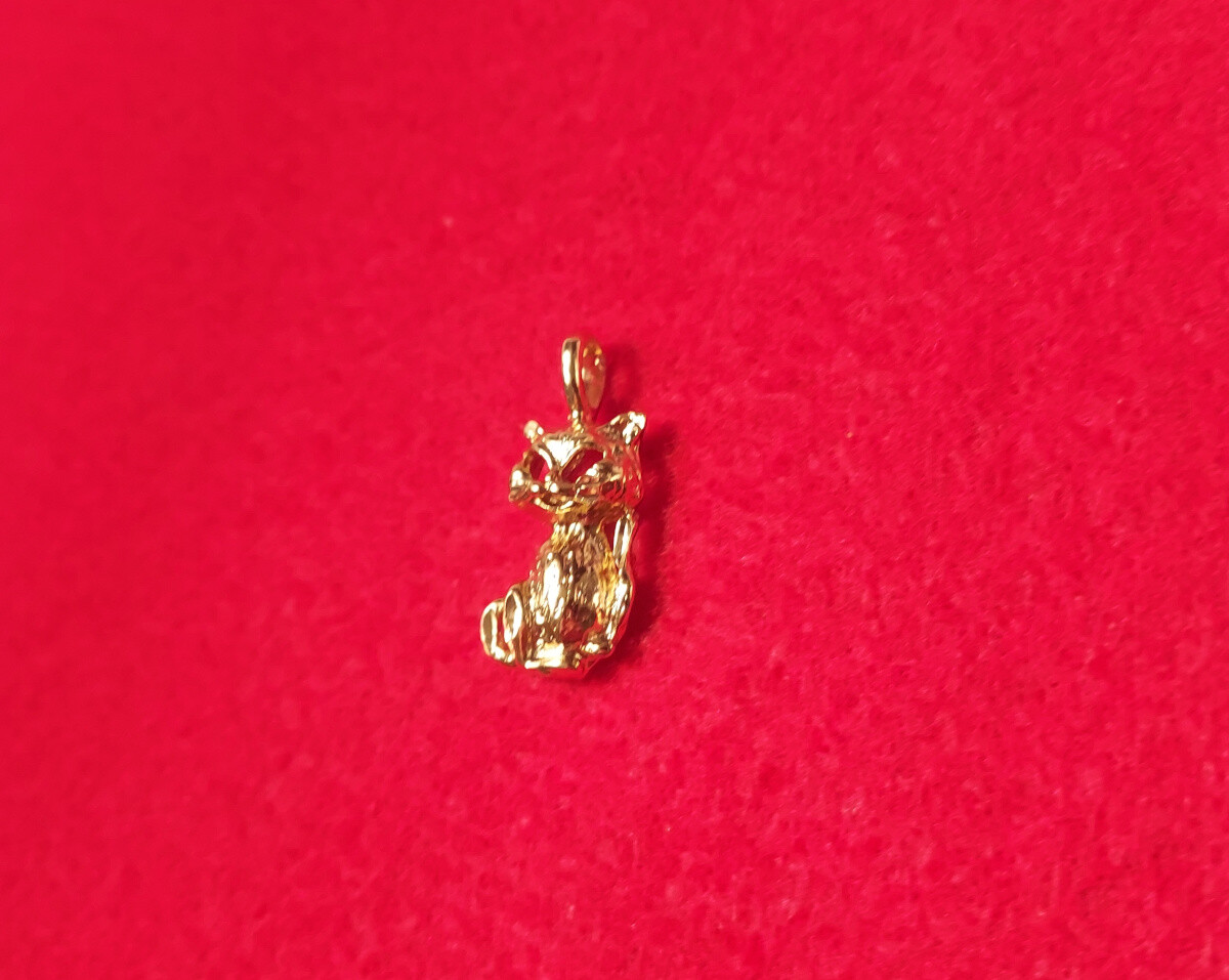 14KT GOLD PLATED KITTEN CAT CHARM PENDANT WITH 16 INCH ROPE CHAIN NECKLACE- 2521