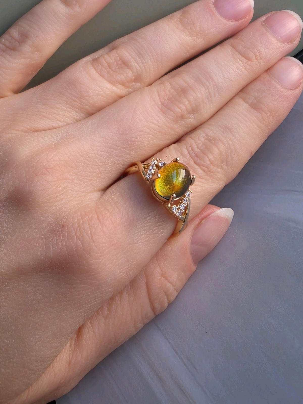 Gold Mood Ring Adjustable Color Change Thumb Rings For Women 14k