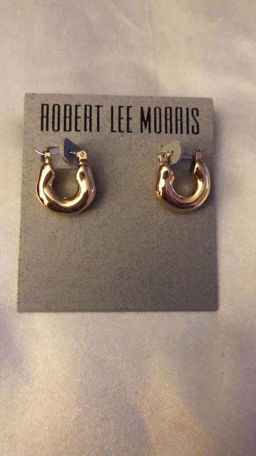 Robert Lee Morris Polished Gold Tone Chunky C-Shaped Small Hoop Earrings NWT
