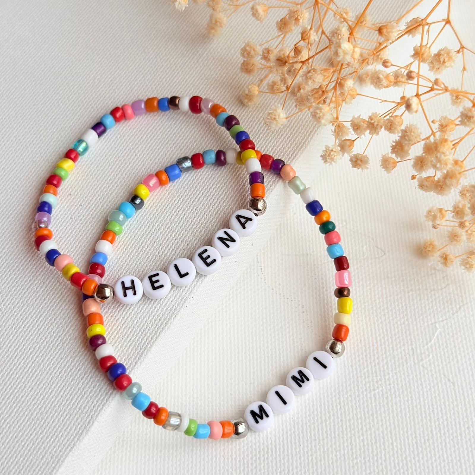 Custom Glass Bead Bracelet , Personalized Name Bracelet , Handmade Jewelry