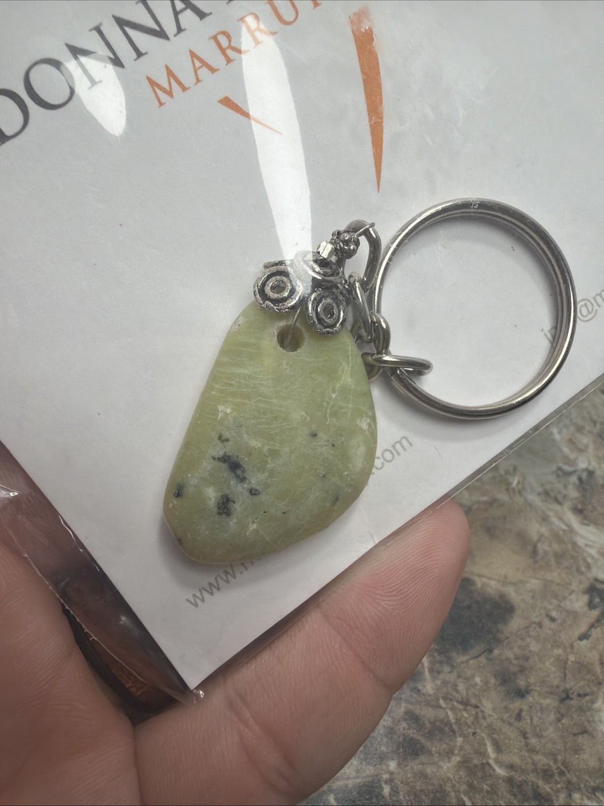 Donna Duncan Marrafu Meneral Jewelry Keychain Green Gemstone