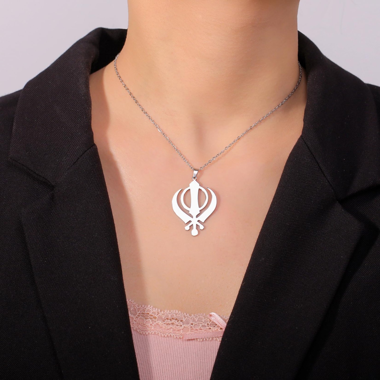 Sikh Khanda Necklace Pendant – Punjabi Sword Symbol Jewelry for Men & Women, Amu