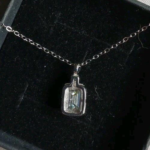 Solid Silver Stamped 925 necklace 18″ 1.0ct. Certified, GRA Certificate Incl.