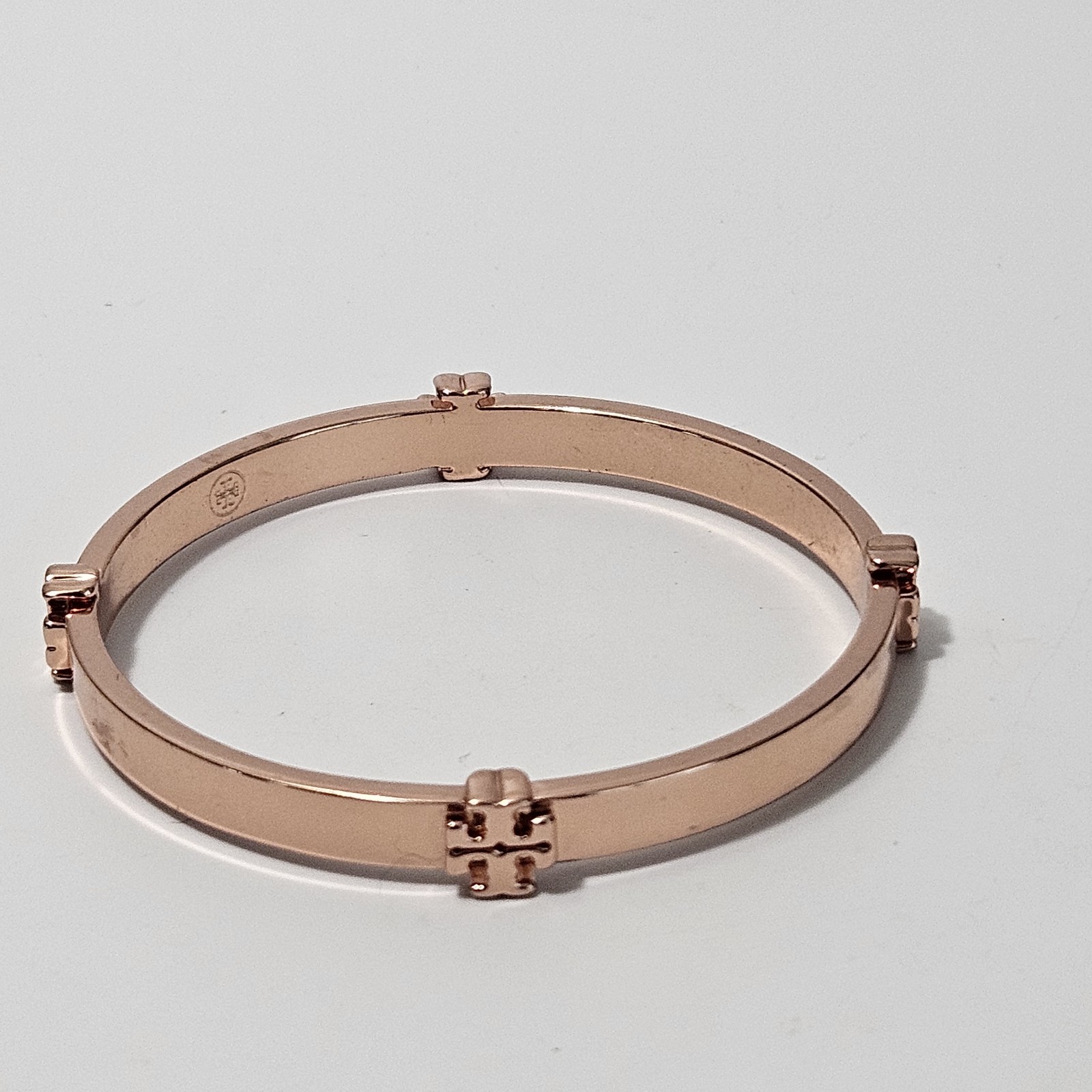 Tory Burch Logo Bangle Bracelet Rose Gold-Tone with Dust Bag
