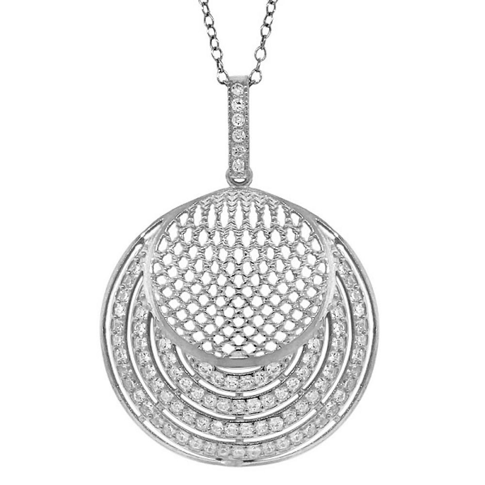 Silver Simulated Shell Zirconia Earrings Pendant Ring Set With 18 Inches Chain