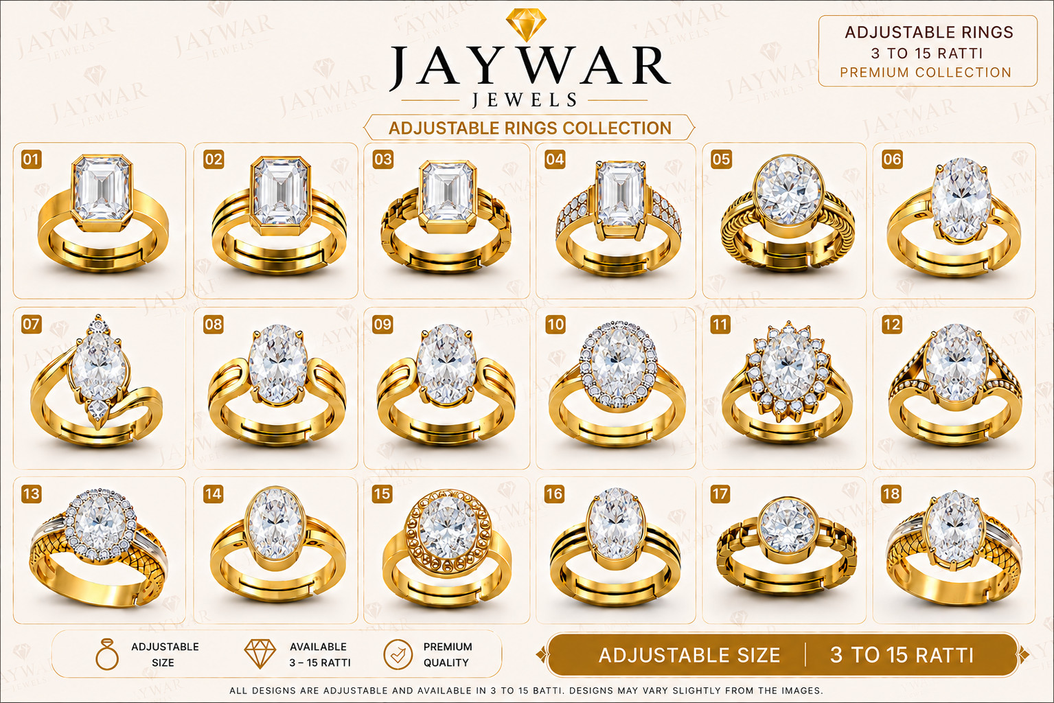 Jaywar Adjustable Zircon Ring Panchdhatu Gold Plated Unisex Men Women Gemstone