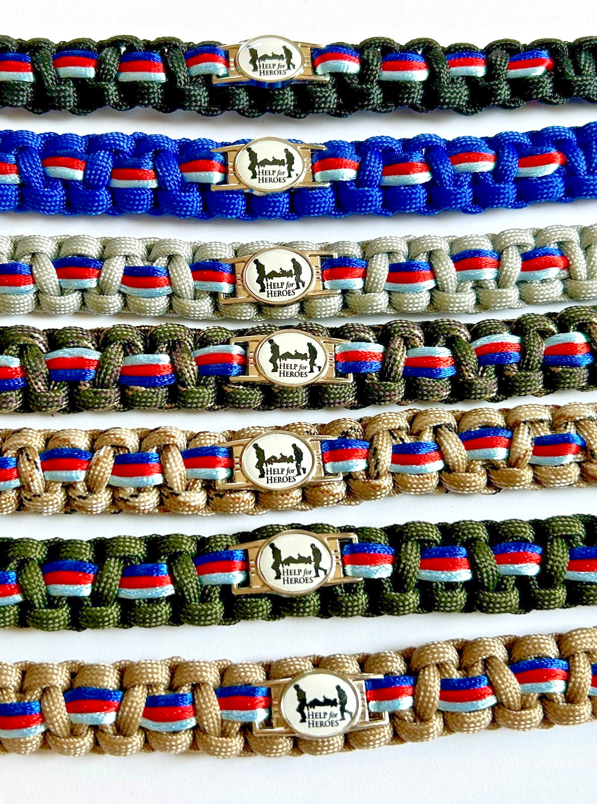 MILATARY COLOURS : Help4 Heroes Oval Stretcher Badge Bracelet(3 Sizes/7 Colours)