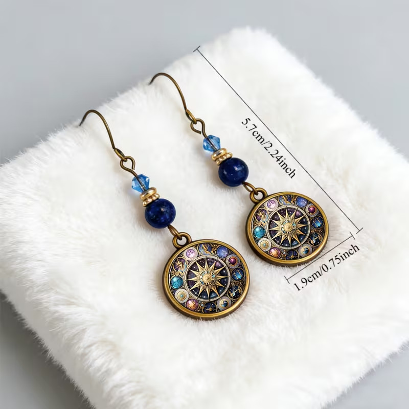 New Celestial Zinc Alloy and Glass Dangle Earrings