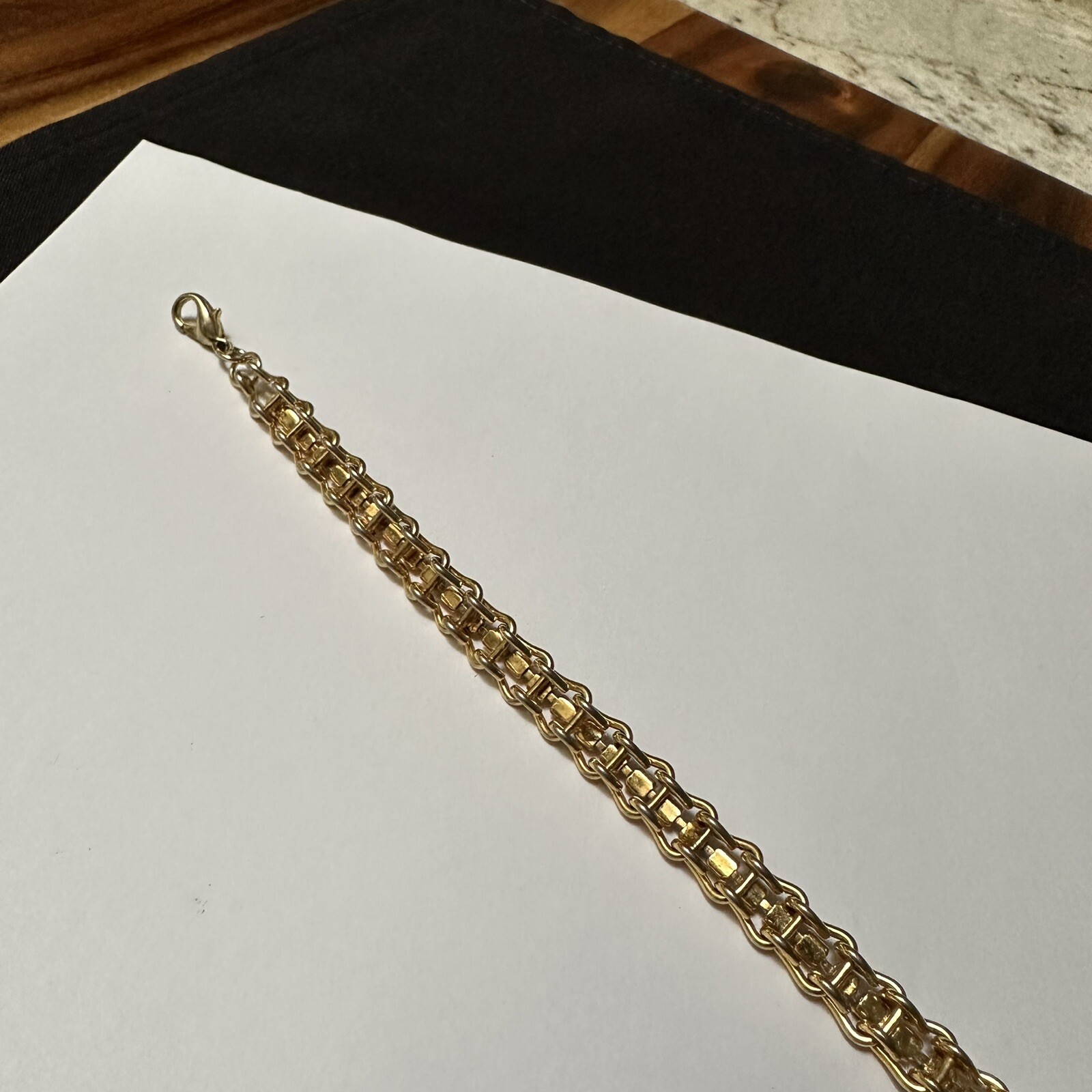 Women’s Gold Tone Purple / Clear Rhinestone Tennis Chain Bracelet 7 3/8 Inch