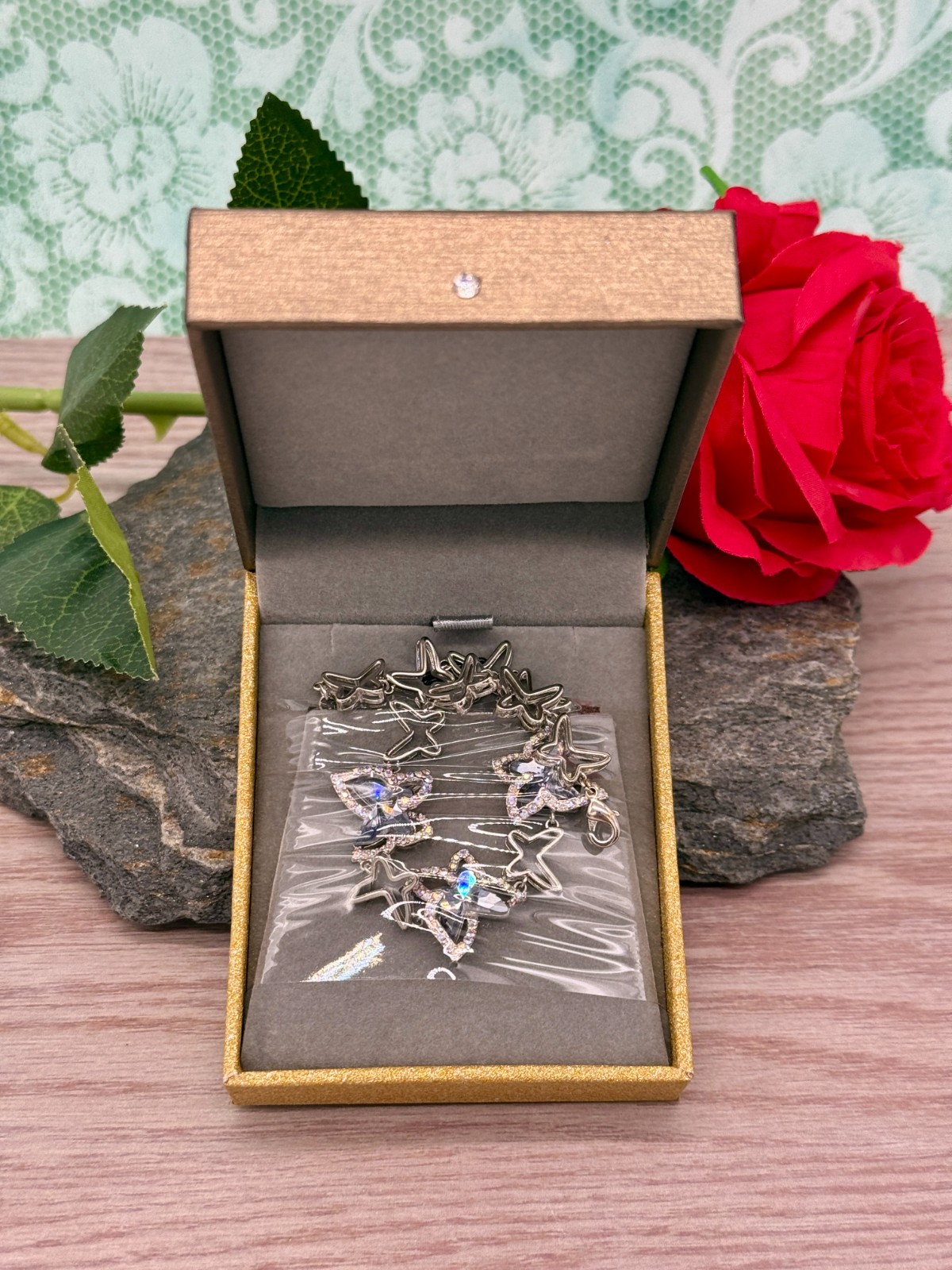 GEMMANCE Butterfly Alexandrite Purple Silver Tone Necklace Earrings Bracelet Set