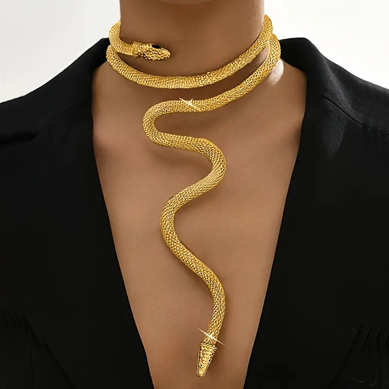 Scaled Golden Adjustable Snake Bracelet Necklace Jewelry Gothic Collar Costume