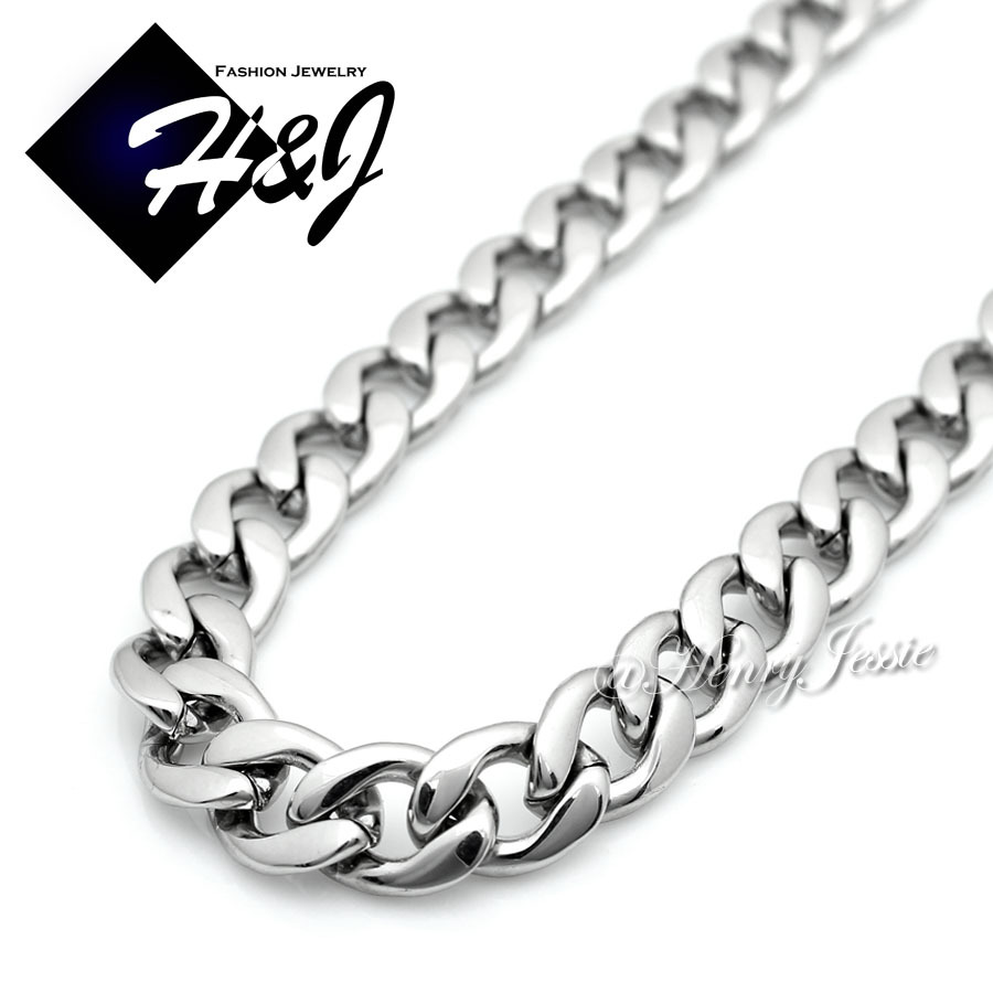 18-40″MEN Stainless Steel 4/5/6/7mm Silver Curb Necklace Plain Cross Pendant*P64