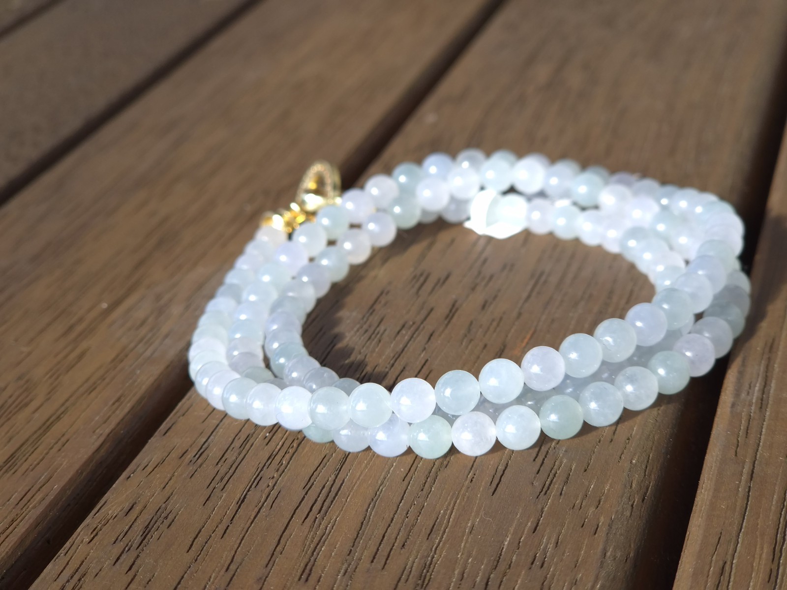 High-quality Icy White and Lavender Burmese Jadeite Necklace