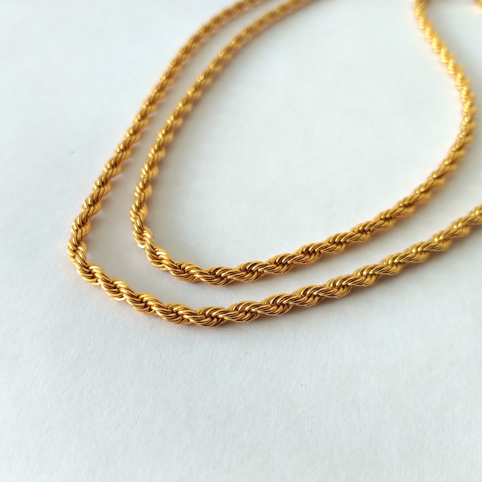 Signed Xuping Gold Plated Rope Chain Necklace 22 Inch Twisted Link Men Women