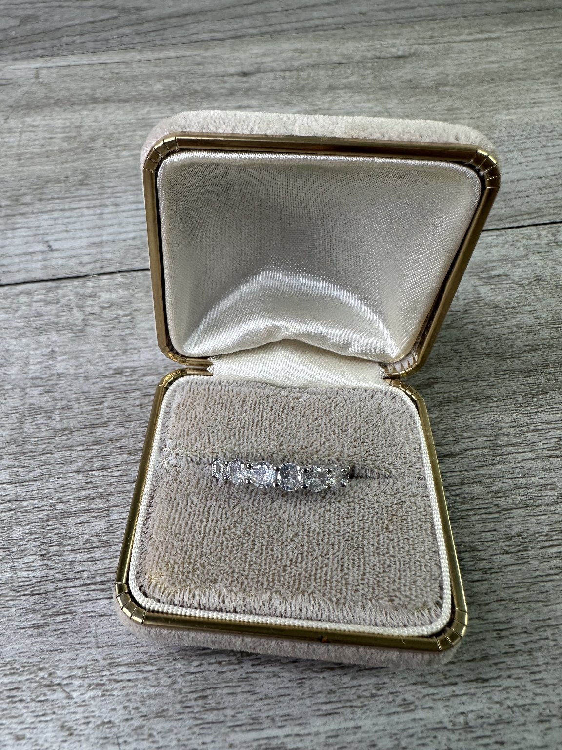 5 Stone Round Clear CZ Half Eternity Band Ring US Size 6 Stackable Wedding