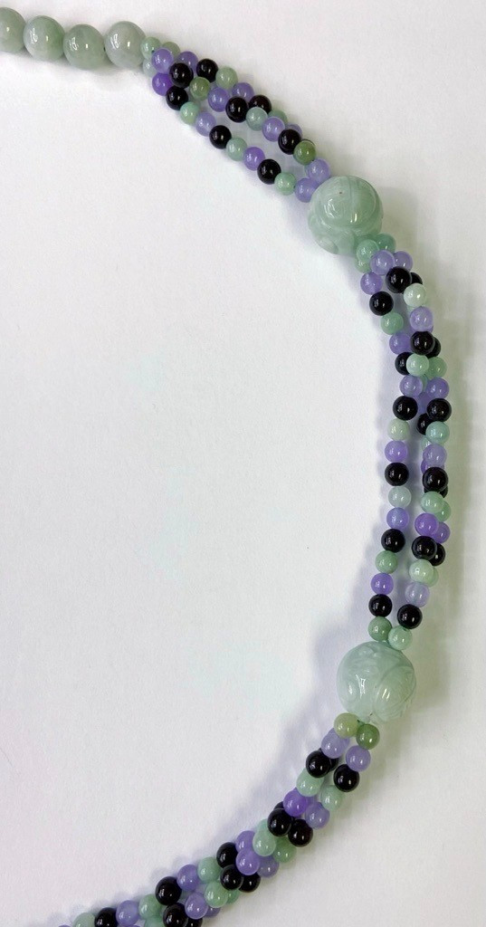 HSN Jade of Yesteryear 36″ Multi Color Jade Bead Station 36″ Necklace