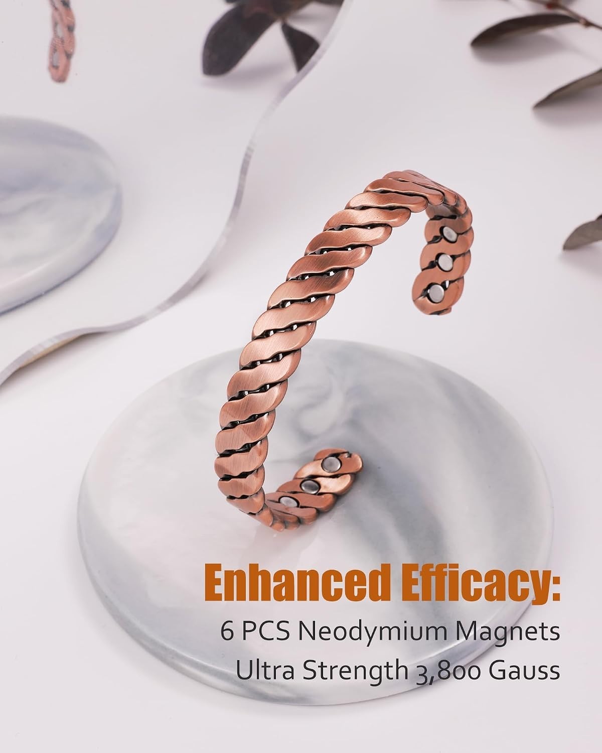 Stylish Copper Magnetic Therapy Bracelet with Fine 999 Stamp – Adjustable Size