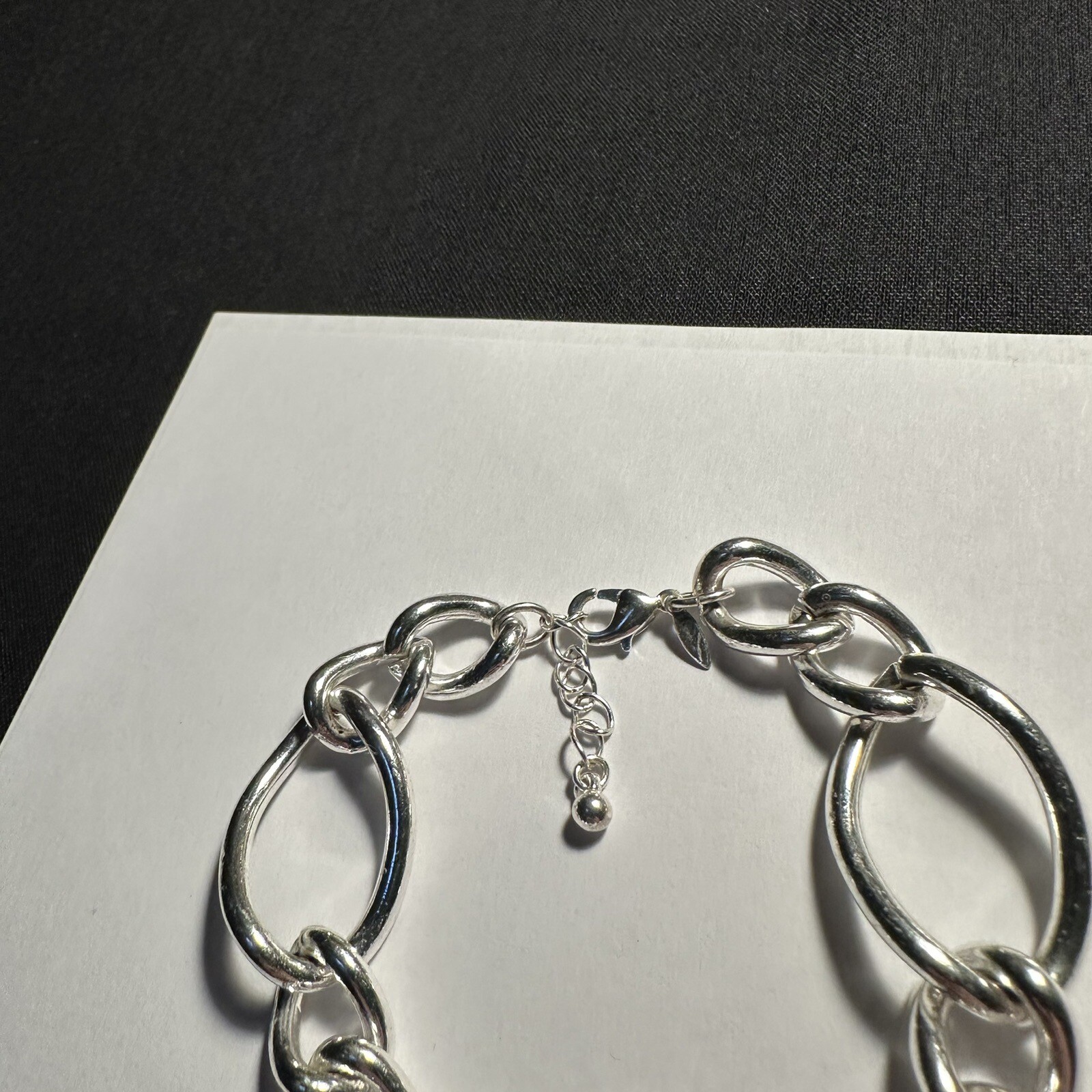 Women’s Signed SAQ Silver Tone Rhinestone Bracelet 7 5/8 To 8 1/2 Inch