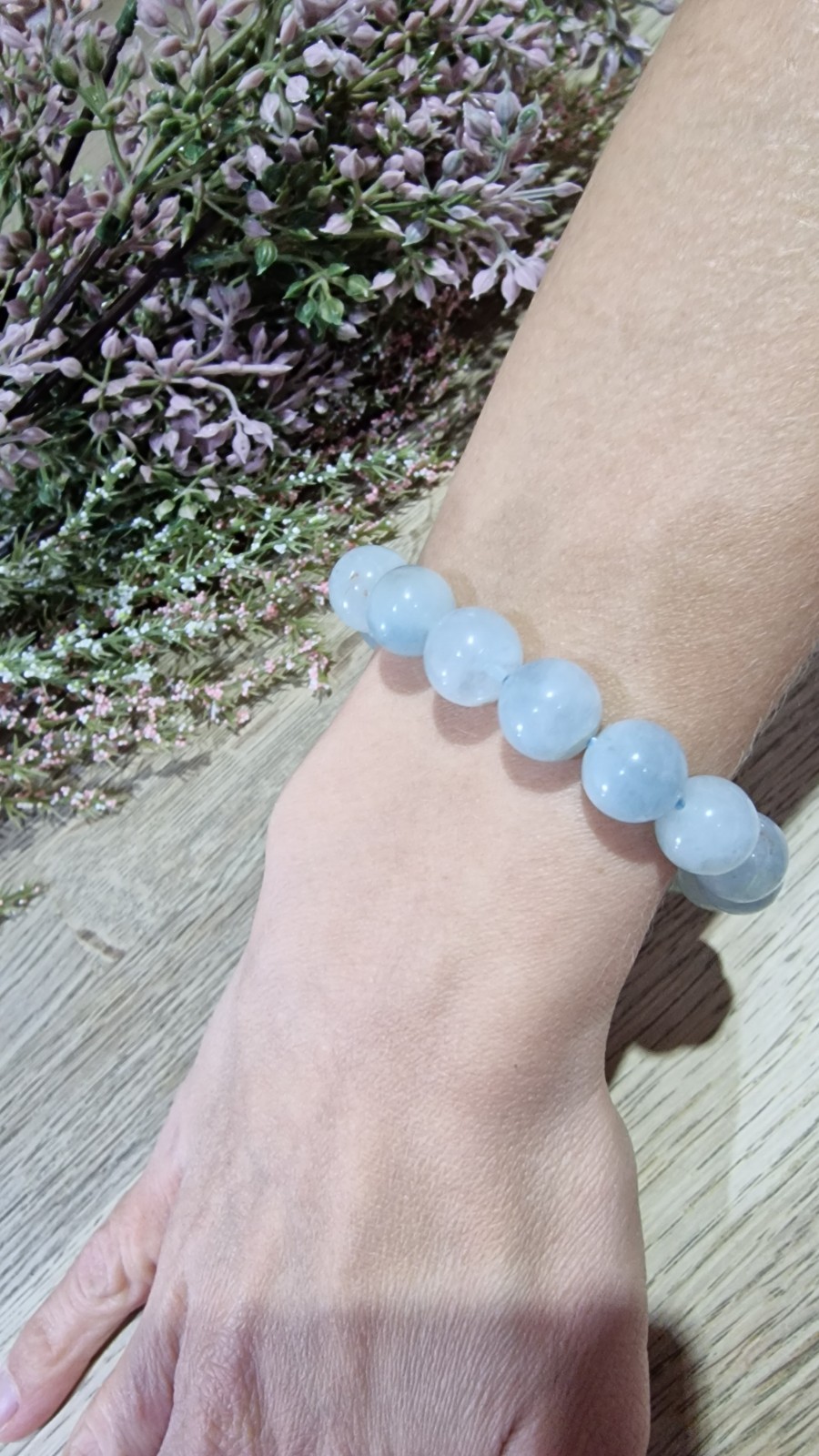 Aquamarine Crystal Beads Bracelet Elasticated 11.7mm