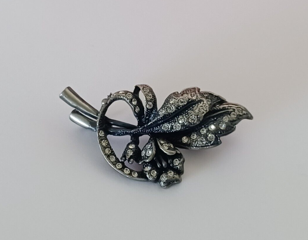 Flower Leaves Floral Rhinestone Brooch Pin Pendant